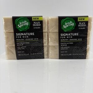 6 Irish Spring Signature For Men Exfoliating Scrub Bars  New Sealed Milled Oats